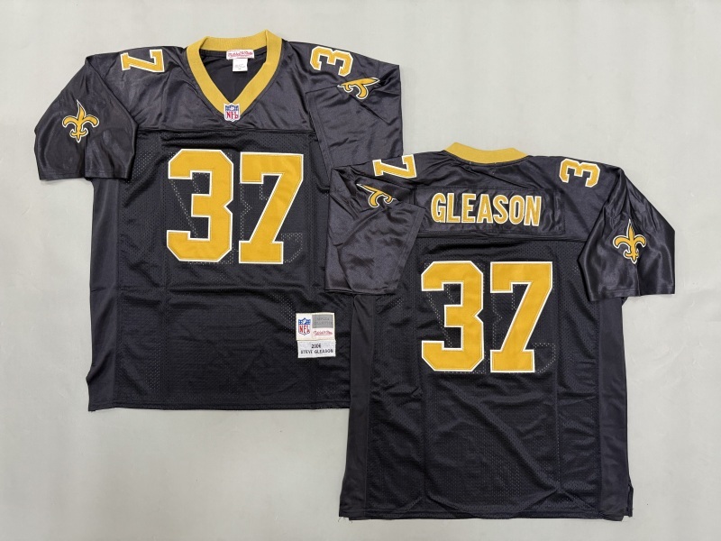 Men 2025 New Orleans Saints #37 Gleason black Throwback Limited NFL Jersey style 001